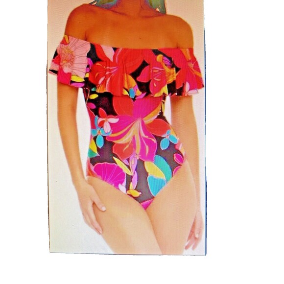 Trina Turk Swimsuit One Piece Bright Pink Tropical Floral Print Size 10 NWT - Picture 11 of 11